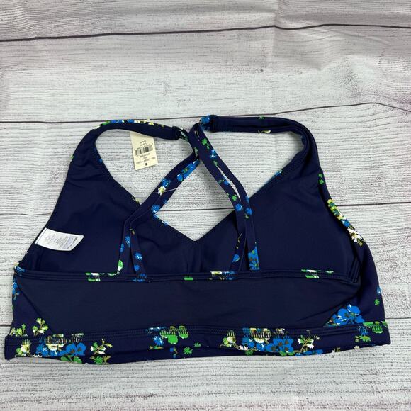Offline By Aerie Goals Royal Navy Floral Plunge Sports Bra Size Medium - Picture 6 of 13